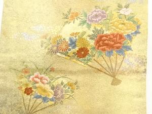 アンティーク　扇に牡丹・菊模様刺繍名古屋帯